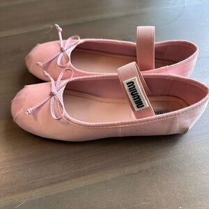 Satin Pink Ballet Flats with Bow
